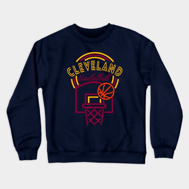 Neon Cleveland Basketball Crewneck Sweatshirt by MulletHappens